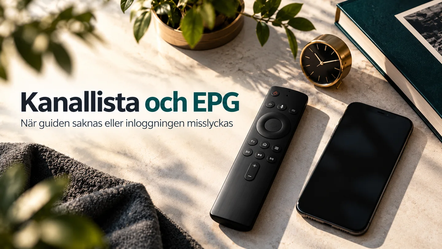 IPTV kanallista och EPG – felsök tom TV-guide, felaktig inloggning och spellista